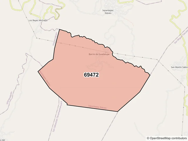 Mapa del código postal 69472, Ixpantepec Nieves, Oaxaca