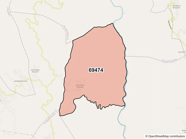Mapa del código postal 69474, Ixpantepec Nieves, Oaxaca