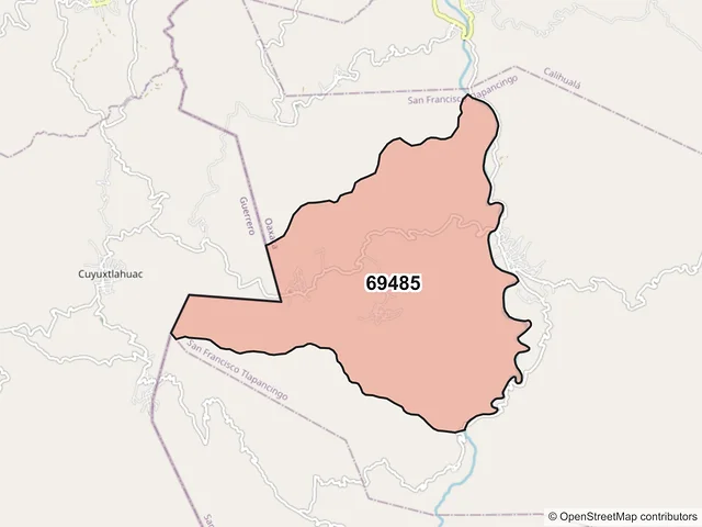 Mapa del código postal 69485, San Francisco Tlapancingo, Oaxaca