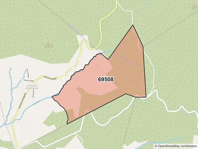 Mapa del código postal 69508, La Trinidad Vista Hermosa, Oaxaca