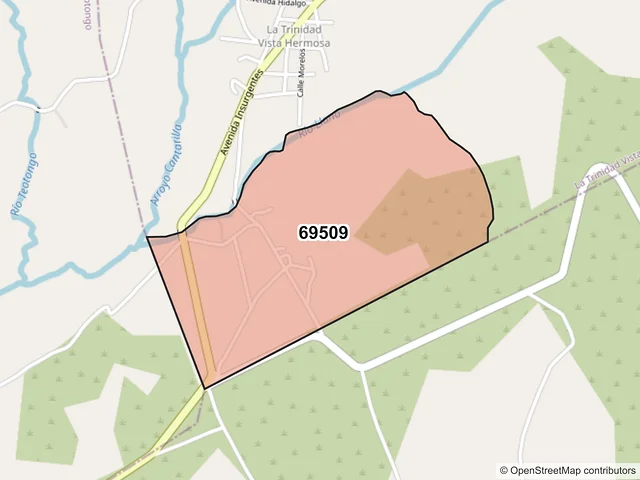 Mapa del código postal 69509, La Trinidad Vista Hermosa, Oaxaca