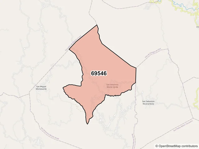 Mapa del código postal 69546, San Antonino Monte Verde, Oaxaca