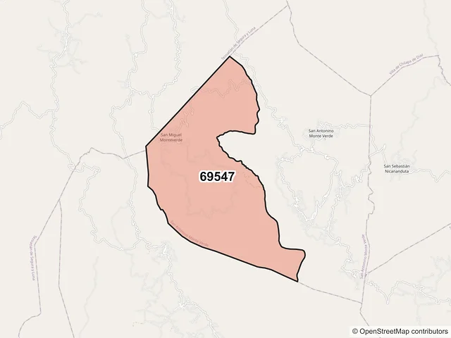 Mapa del código postal 69547, San Antonino Monte Verde, Oaxaca