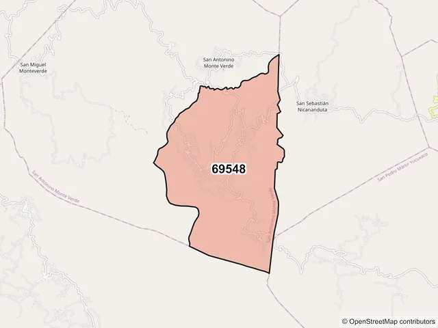 Mapa del código postal 69548, San Antonino Monte Verde, Oaxaca