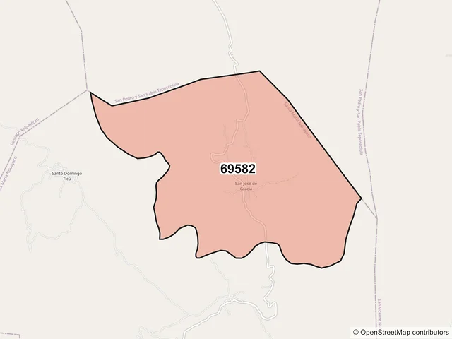 Mapa del código postal 69582, Santa María Nduayaco, Oaxaca