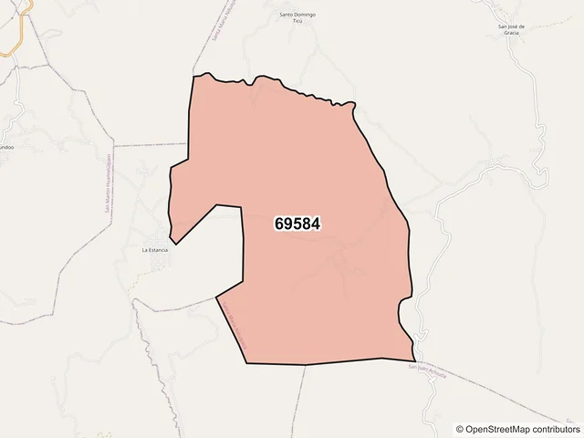 Mapa del código postal 69584, Santa María Nduayaco, Oaxaca
