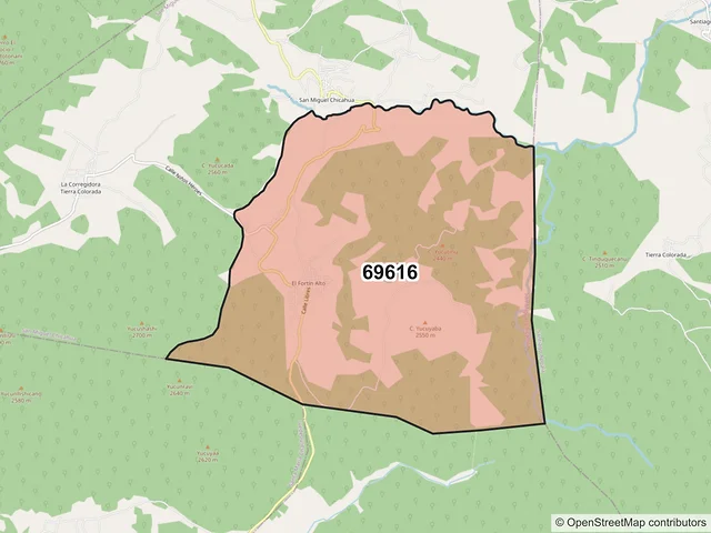 Mapa del código postal 69616, San Miguel Chicahua, Oaxaca