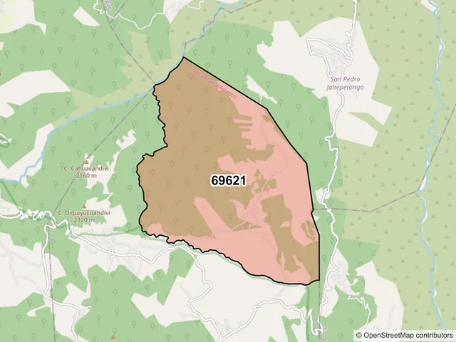 Mapa del código postal 69621, Santa María Apazco, Oaxaca