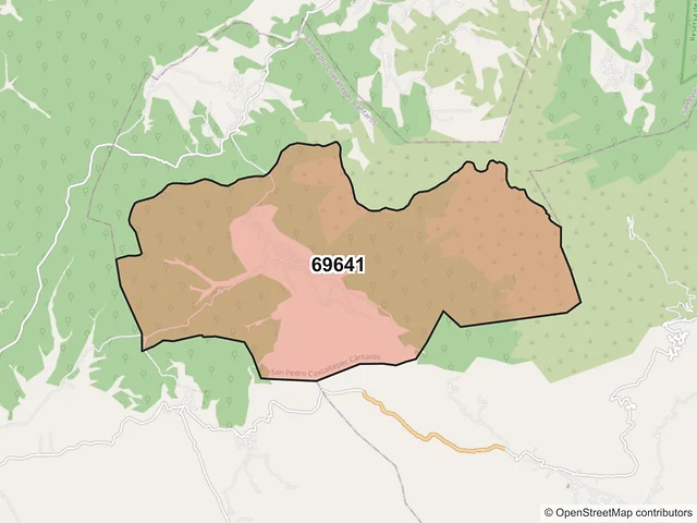 Mapa del código postal 69641, San Pedro Coxcaltepec Cántaros, Oaxaca