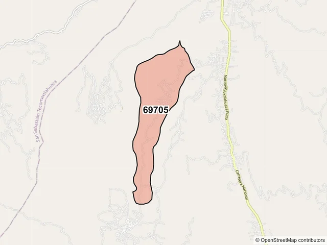 Mapa del código postal 69705, Santiago Juxtlahuaca, Oaxaca