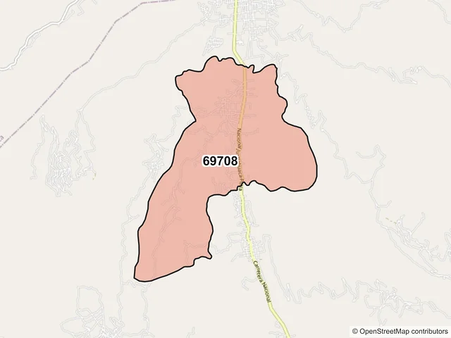 Mapa del código postal 69708, Santiago Juxtlahuaca, Oaxaca
