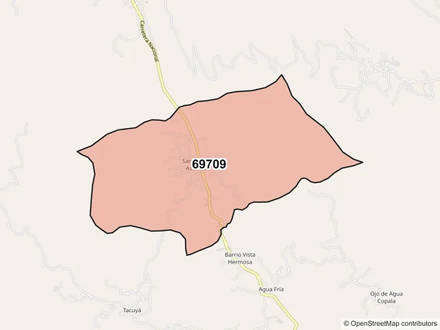 Mapa del código postal 69709, Santiago Juxtlahuaca, Oaxaca