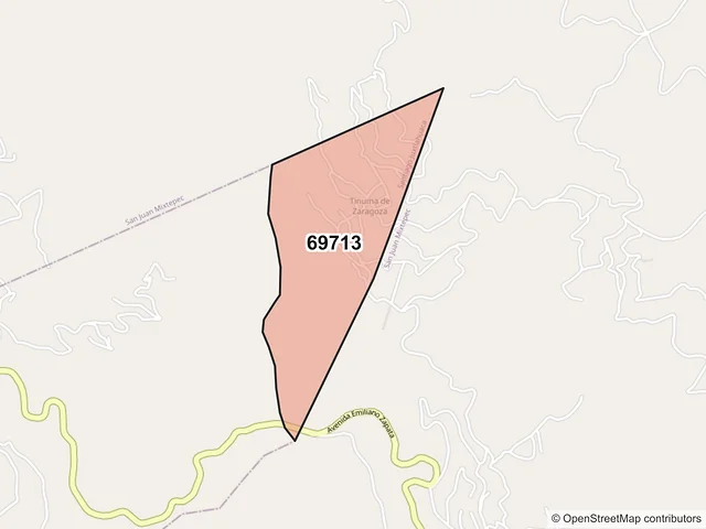 Mapa del código postal 69713, Santiago Juxtlahuaca, Oaxaca