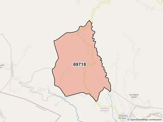 Mapa del código postal 69718, Santiago Juxtlahuaca, Oaxaca