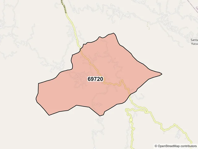 Mapa del código postal 69720, Santiago Juxtlahuaca, Oaxaca