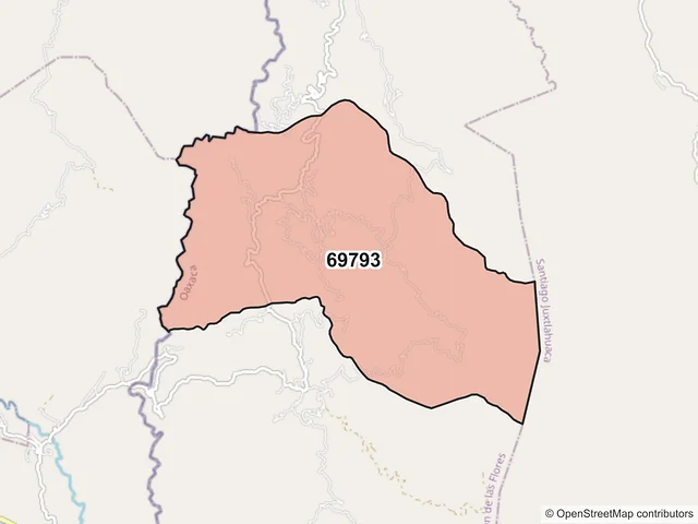 Mapa del código postal 69793, Coicoyán de las Flores, Oaxaca