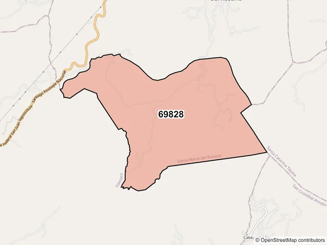 Mapa del código postal 69828, Santa María del Rosario, Oaxaca