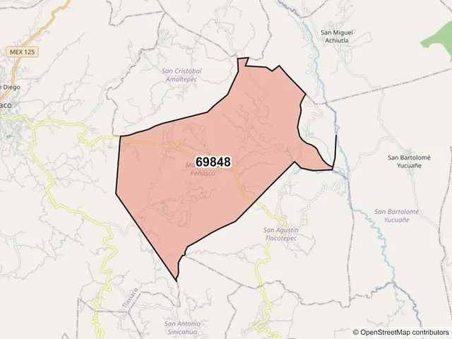 Mapa del código postal 69848, Magdalena Peñasco, Oaxaca
