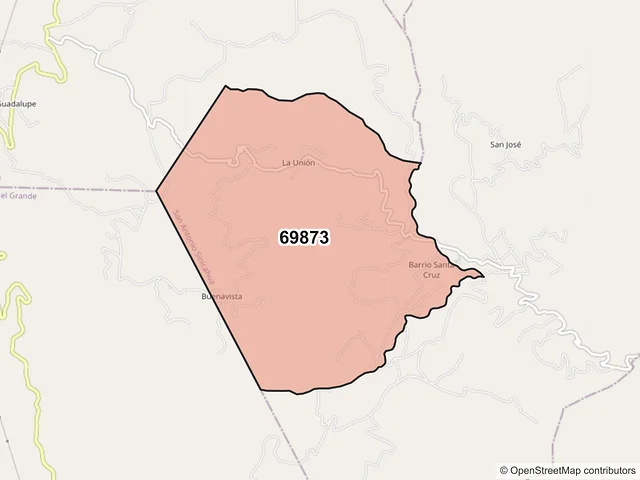 Mapa del código postal 69873, San Antonio Sinicahua, Oaxaca