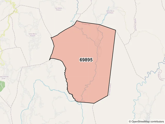 Mapa del código postal 69895, San Juan Teita, Oaxaca