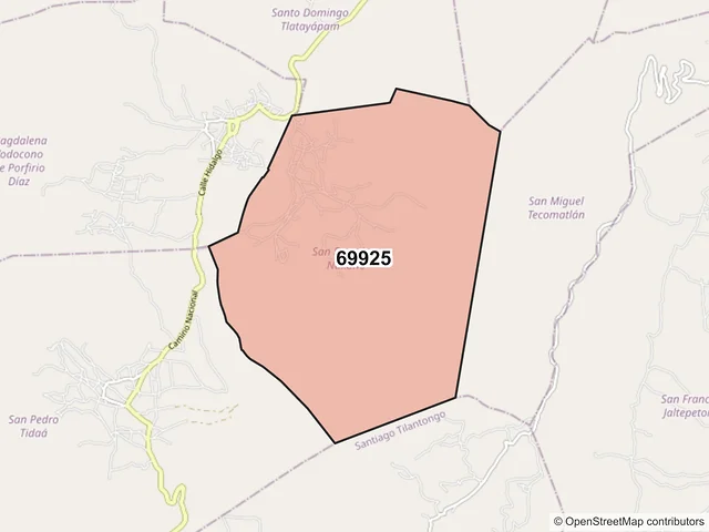 Mapa del código postal 69925, San Francisco Nuxaño, Oaxaca
