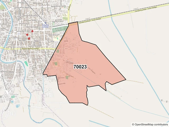 Mapa del código postal 70023, Juchitán de Zaragoza, Oaxaca