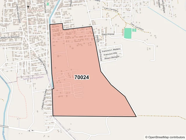 Mapa del código postal 70024, Juchitán de Zaragoza, Oaxaca