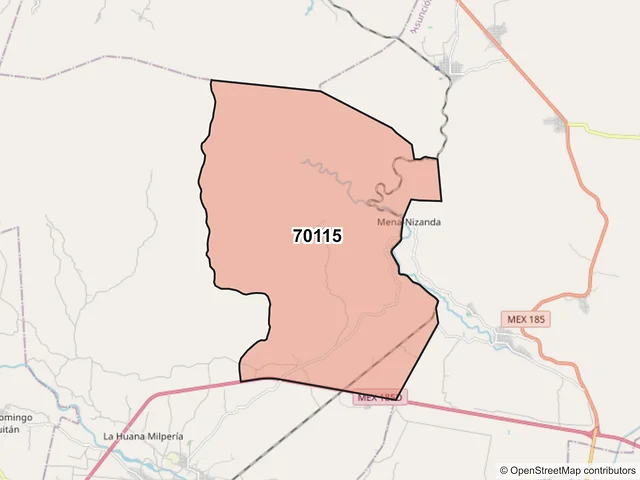 Mapa del código postal 70115, Ciudad Ixtepec, Oaxaca