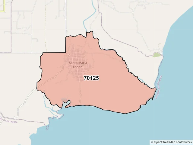 Mapa del código postal 70125, Santa María Xadani, Oaxaca