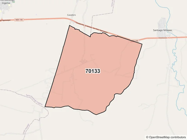 Mapa del código postal 70133, Santiago Niltepec, Oaxaca