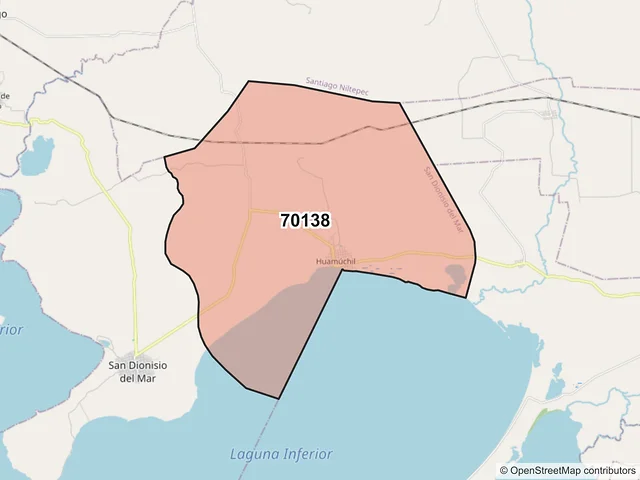 Mapa del código postal 70138, San Dionisio del Mar, Oaxaca