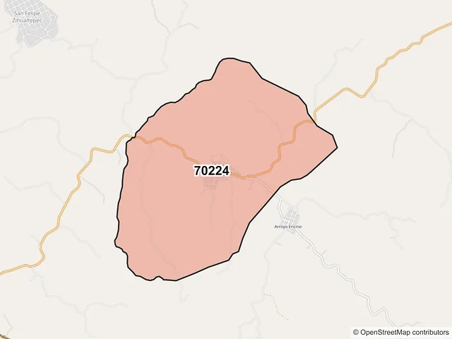 Mapa del código postal 70224, San Juan Cotzocón, Oaxaca