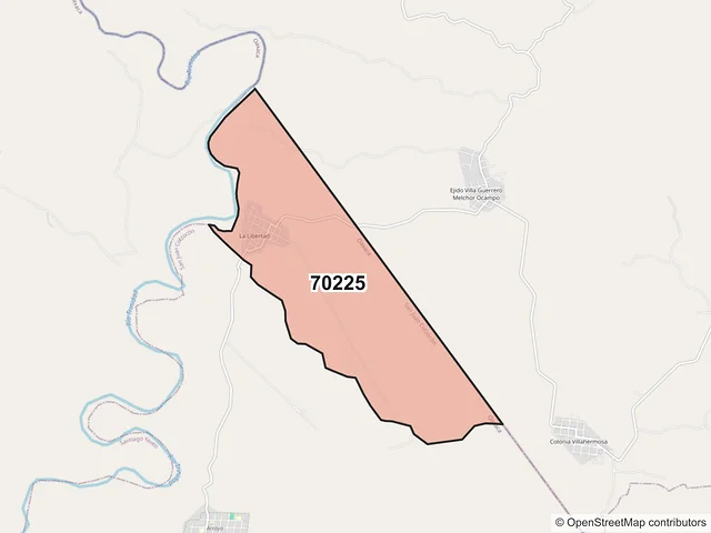 Mapa del código postal 70225, San Juan Cotzocón, Oaxaca