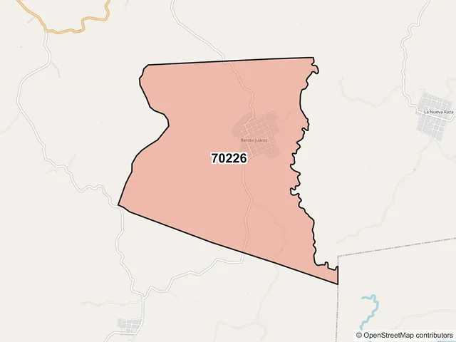 Mapa del código postal 70226, San Juan Cotzocón, Oaxaca
