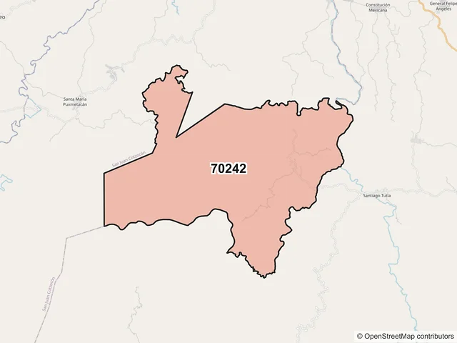 Mapa del código postal 70242, San Juan Mazatlán, Oaxaca