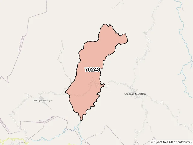Mapa del código postal 70243, San Juan Mazatlán, Oaxaca