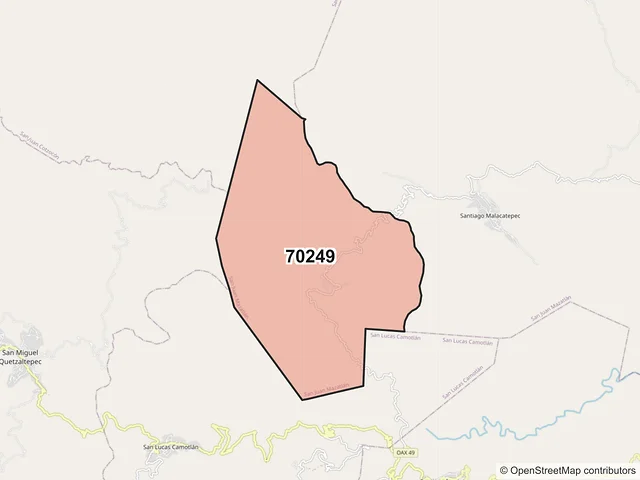 Mapa del código postal 70249, San Juan Mazatlán, Oaxaca