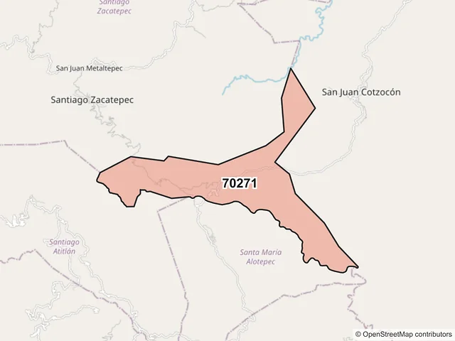 Mapa del código postal 70271, Santa María Alotepec, Oaxaca