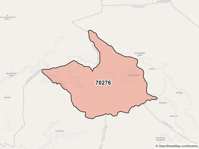 Mapa del código postal 70276, Santiago Atitlán, Oaxaca