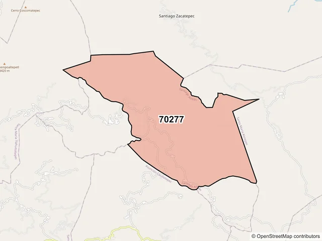 Mapa del código postal 70277, Santiago Atitlán, Oaxaca