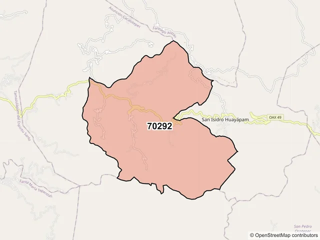 Mapa del código postal 70292, Asunción Cacalotepec, Oaxaca