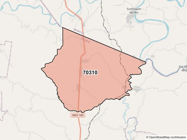 Mapa del código postal 70310, Matías Romero Avendaño, Oaxaca