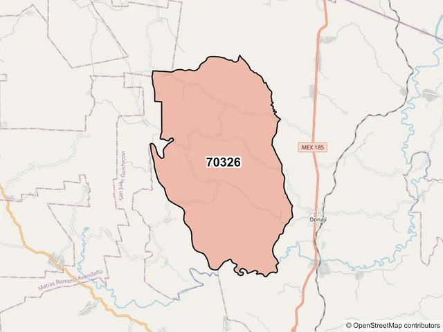 Mapa del código postal 70326, Matías Romero Avendaño, Oaxaca