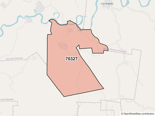 Mapa del código postal 70327, Matías Romero Avendaño, Oaxaca
