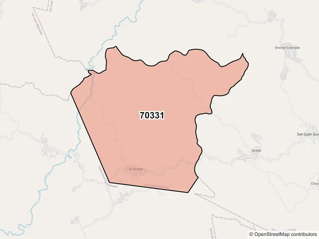 Mapa del código postal 70331, San Juan Guichicovi, Oaxaca