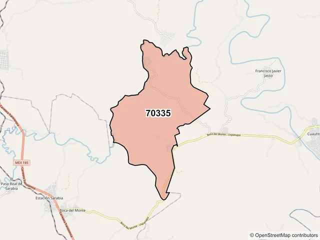 Mapa del código postal 70335, San Juan Guichicovi, Oaxaca