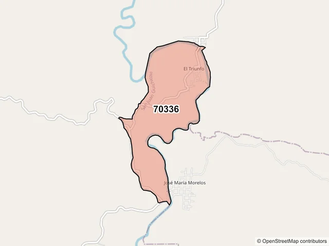 Mapa del código postal 70336, San Juan Guichicovi, Oaxaca