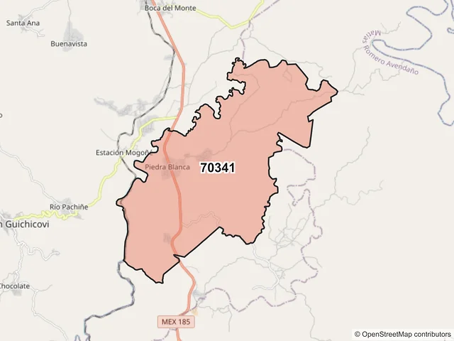Mapa del código postal 70341, San Juan Guichicovi, Oaxaca