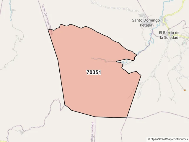 Mapa del código postal 70351, Santo Domingo Petapa, Oaxaca