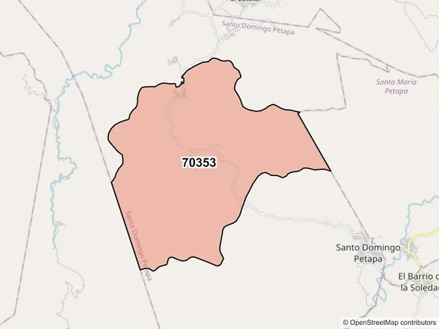 Mapa del código postal 70353, Santo Domingo Petapa, Oaxaca